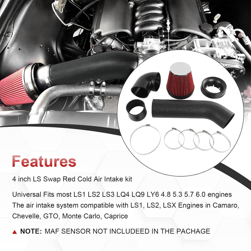 LDMINDA LS Swap Cold Air Intake kit Compatible with Camaro Chevelle GTO Monte Carlo Caprice LS1 LS2 LSX LQ4 LQ9 Restomod - Image 2